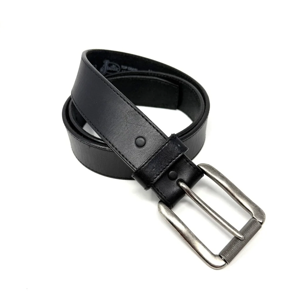 Justin C11743 Bomber Leather Belt Bent Rail Top Grain Black Size 42